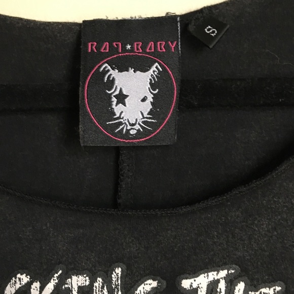 CONCERT BAND TEE SHIRT FRINGE Rat Baby Band punk shirt concert thrashed cutout - Picture 3 of 6